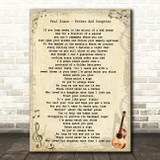 Paul Simon Father And Daughter Vintage Guitar Song Lyric Art Print