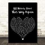 Dionne Warwick I'll Never Love This Way Again Black Heart Song Lyric Wall Art Print
