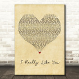 Carly Rae Jepsen I Really Like You Vintage Heart Song Lyric Art Print