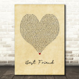 50 Cent Best Friend Vintage Heart Song Lyric Art Print