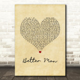 Westlife Better Man Vintage Heart Song Lyric Art Print