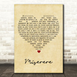 Andrea Bocelli Miserere Vintage Heart Song Lyric Art Print