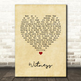 Sarah McLachlan Witness Vintage Heart Song Lyric Art Print