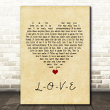 Nat King Cole L-O-V-E Vintage Heart Song Lyric Art Print