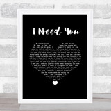 America I Need You Black Heart Song Lyric Wall Art Print