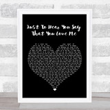 Faith Hill Just To Hear You Say That You Love Me Black Heart Song Lyric Wall Art Print