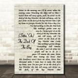 Otis Redding (Sittin' On) The Dock Of The Bay Vintage Script Song Lyric Art Print