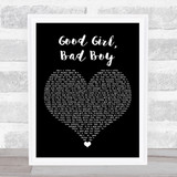Florida Georgia Line Good Girl, Bad Boy Black Heart Song Lyric Wall Art Print