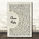 The Beatles Eleanor Rigby Vintage Script Song Lyric Art Print