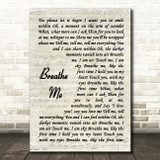 Horse Breathe Me Vintage Script Song Lyric Art Print