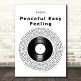 Eagles Peaceful Easy Feeling Vinyl Record Song Lyric Art Print