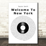 Taylor Swift Welcome To New York Vinyl Record Song Lyric Art Print