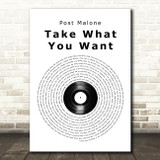 Post Malone Take What You Want Vinyl Record Song Lyric Art Print