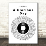 Embrace A Glorious Day Vinyl Record Song Lyric Art Print