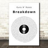 Guns N' Roses Breakdown Vinyl Record Song Lyric Art Print