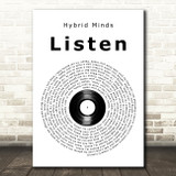 Hybrid Minds Listen Vinyl Record Song Lyric Art Print