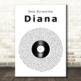 One Direction Diana Vinyl Record Song Lyric Art Print