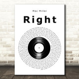 Mac Miller Right Vinyl Record Song Lyric Art Print
