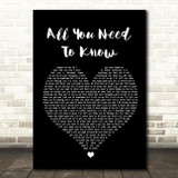 Gryffin & SLANDER All You Need To Know Black Heart Song Lyric Wall Art Print