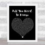 Gryffin & SLANDER All You Need To Know Black Heart Song Lyric Wall Art Print