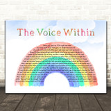 Christina Aguilera The Voice Within Watercolour Rainbow & Clouds Song Lyric Art Print