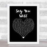 Hearts & Colors Say You Will Black Heart Song Lyric Wall Art Print