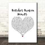 Billie Eilish Bitches Broken Hearts White Heart Song Lyric Art Print