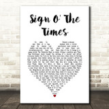 Prince Sign O' The Times White Heart Song Lyric Art Print