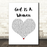 Ariana Grande God Is A Woman White Heart Song Lyric Art Print
