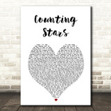 OneRepublic Counting Stars White Heart Song Lyric Art Print