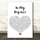Freddie Mercury In My Defence White Heart Song Lyric Art Print