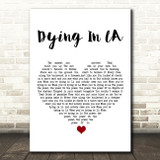 Panic! At The Disco Dying In LA White Heart Song Lyric Art Print