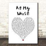Pink Sweats At My Worst White Heart Song Lyric Art Print