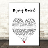 The Killers Dying Breed White Heart Song Lyric Art Print