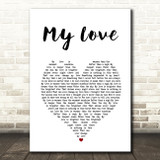 Petula Clark My Love White Heart Song Lyric Art Print