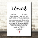OneRepublic I Lived White Heart Song Lyric Art Print