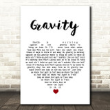 John Mayer Gravity White Heart Song Lyric Art Print