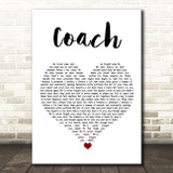 Kenny Chesney Coach White Heart Song Lyric Art Print