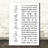 Johnny Cash That Silver Haired Daddy of Mine White Script Song Lyric Art Print