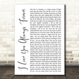 Donna Lewis I Love You Always Forever White Script Song Lyric Art Print