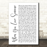 Sammy Kershaw When You Love Someone White Script Song Lyric Art Print
