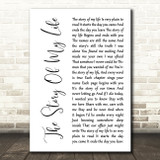 Neil Diamond The Story Of My Life White Script Song Lyric Art Print
