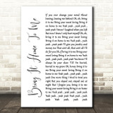Sam Cooke Bring It Home To Me White Script Song Lyric Art Print