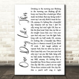 Elbow One Day Like This White Script Song Lyric Art Print