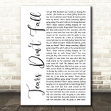 Bullet for My Valentine Tears Dont Fall White Script Song Lyric Art Print