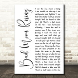 Creedence Clearwater Revival Bad Moon Rising White Script Song Lyric Art Print