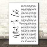 George Harrison What Is Life White Script Song Lyric Art Print