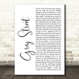 Dave Matthews Band Grey Street White Script Song Lyric Art Print