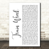 James Arthur Train Wreck White Script Song Lyric Art Print