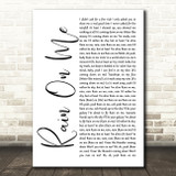 Lady Gaga & Ariana Grande Rain On Me White Script Song Lyric Art Print